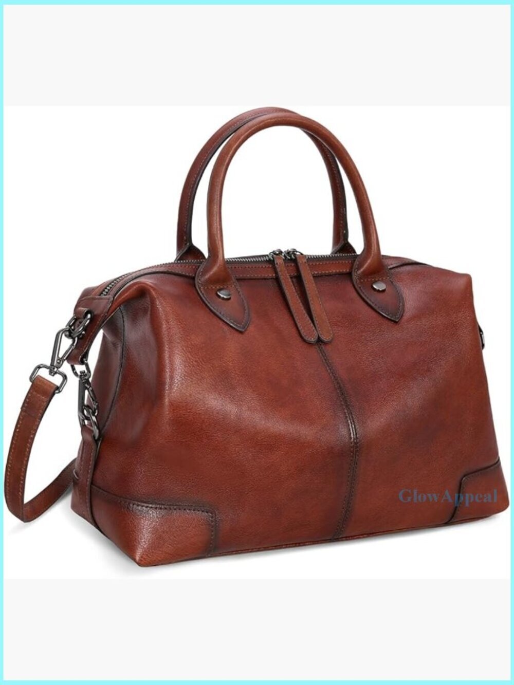 Genuine Leather Satchel Tote Bag Large Capacity Adjustable Strap Vintage